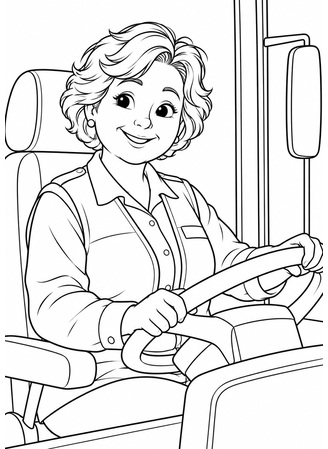 Ausmalbild Busfahrerin