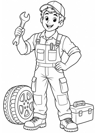 Ausmalbild Mechaniker