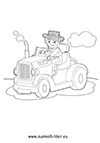 Ausmalbild Baür auf dem Traktor