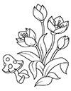 Ausmalbild Blumen und Pilz