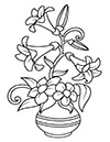 Ausmalbild Lilien in Vase
