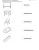 Ausmalbild Zuordnung Lineal Schulstuhl Schultisch