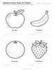Ausmalbild Arbeitsblatt Apfel Banane Orange Erdbeere