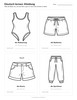 Ausmalbild Arbeitsblatt Badeanzug Badehose Shorts Sporthose