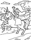 Ausmalbild Prinzessin reitet auf Einorn