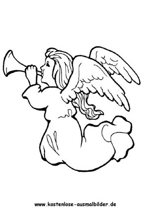 Ausmalbild fliegender Engel zum ausmalen