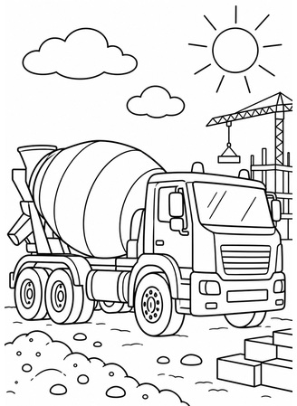 Ausmalbild Betonmischer