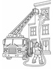 Ausmalbild Feuerwehrauto im Einsatz