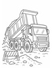 Ausmalbild Kipplaster auf der Baustelle