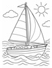 Ausmalbild Segelboot auf dem Wasser