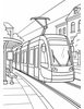 Ausmalbild Straßenbahn in der Stadt