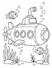 Ausmalbild U-Boot unter Wasser
