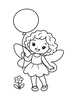 Ausmalbild Fee mit Luftballon