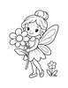 Ausmalbild Fee mit grosser Blume