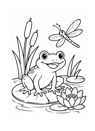 Ausmalbild Frosch auf Seerosenblatt