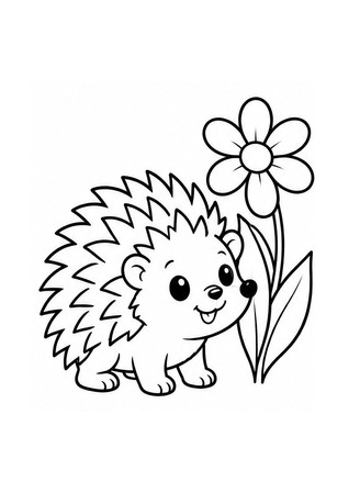 Ausmalbild Igel mit Frühlingsblume