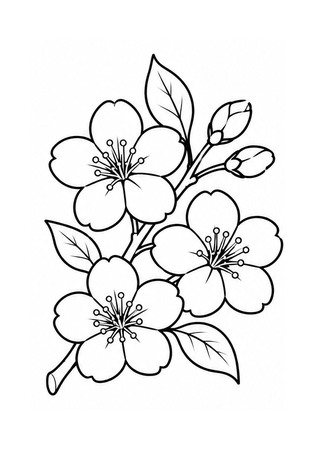Ausmalbild Kirschblüten am Zweig