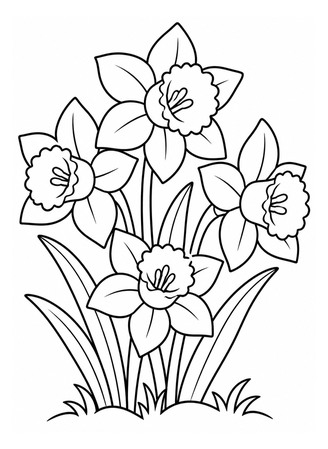 Ausmalbild Narzissen Blumenstrauss