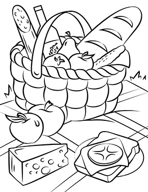 Ausmalbild Picknick Korb