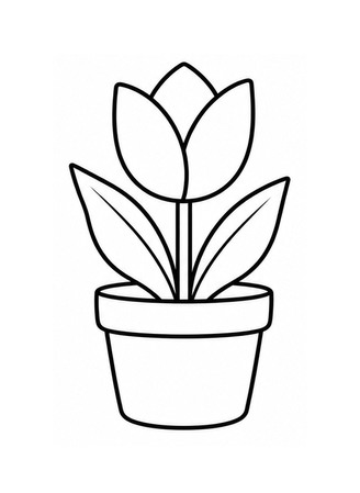 Ausmalbild Tulpe im Blumentopf