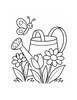 Ausmalbild Giesskanne mit Frühlingsblumen