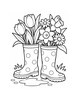 Ausmalbild Gummistiefel mit Blumen