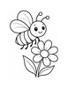 Ausmalbild Hummel an einer Blume