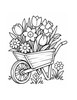 Ausmalbild Schubkarre mit Frühlingsblumen