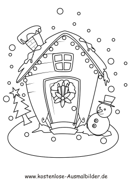 Ausmalbild Haus Schneemann