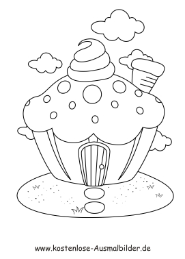Ausmalbild Muffin Haus