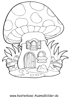 Ausmalbild Pilzhaus