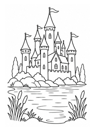 Ausmalbild Burg am See