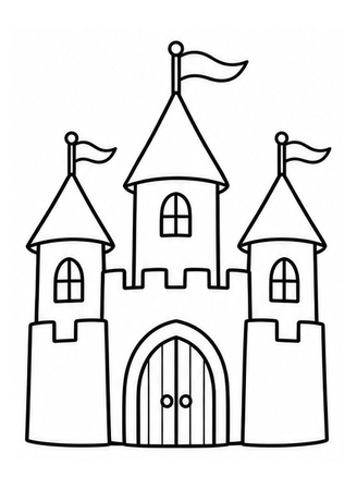 Ausmalbild Einfache Burg mit drei Türmen