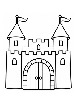 Ausmalbild Einfache Burg mit grossem Tor