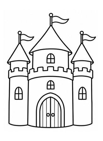 Ausmalbild Runde Burg mit Türmen