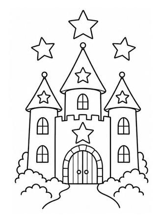 Ausmalbild Sternenburg mit Sternen