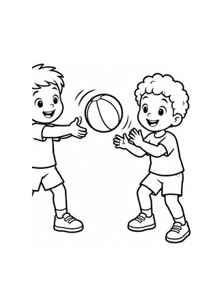 Ausmalbild Kinder spielen mit Ball