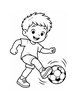 Ausmalbild Kind kickt einen Ball