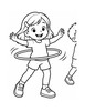 Ausmalbild Kind mit Hula Hoop Reifen