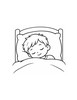 Ausmalbild Kind schläft im Bett