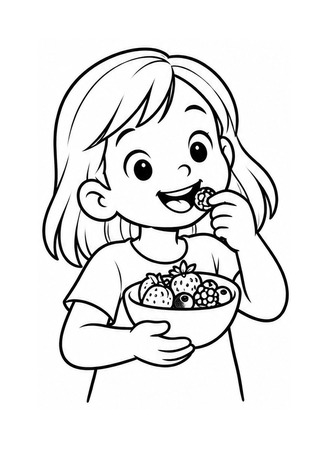 Ausmalbild Kind isst Beeren