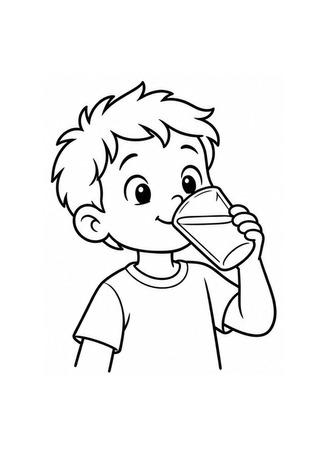 Ausmalbild Kind trinkt Wasser