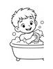 Ausmalbild Kind in der Badewanne