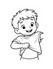 Ausmalbild Kind zieht frisches T Shirt an
