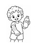 Ausmalbild Kind mit Sonnencremeflasche