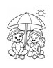 Ausmalbild Kinder unter dem Sonnenschirm