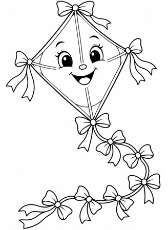 Ausmalbild Drachen mit Gesicht und Schleifen