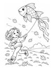 Ausmalbild Mädchen mit Fisch Drachen