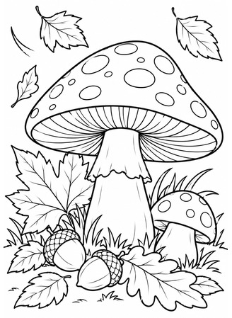Ausmalbild Fliegenpilz im Herbst