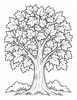 Ausmalbild Herbstbaum voller Blätter